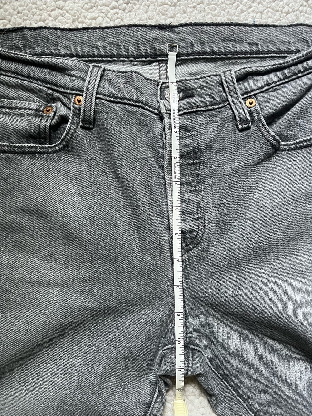 Gray Button-Fly Levi’s 501 Jeans - Classic Washed Denim - Picture 5 of 8